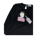 MISS GRANT shirt girocollo tinta unita cn stampa in contrasto Nero per Neonata MG1205 NERO MISS GRANT 