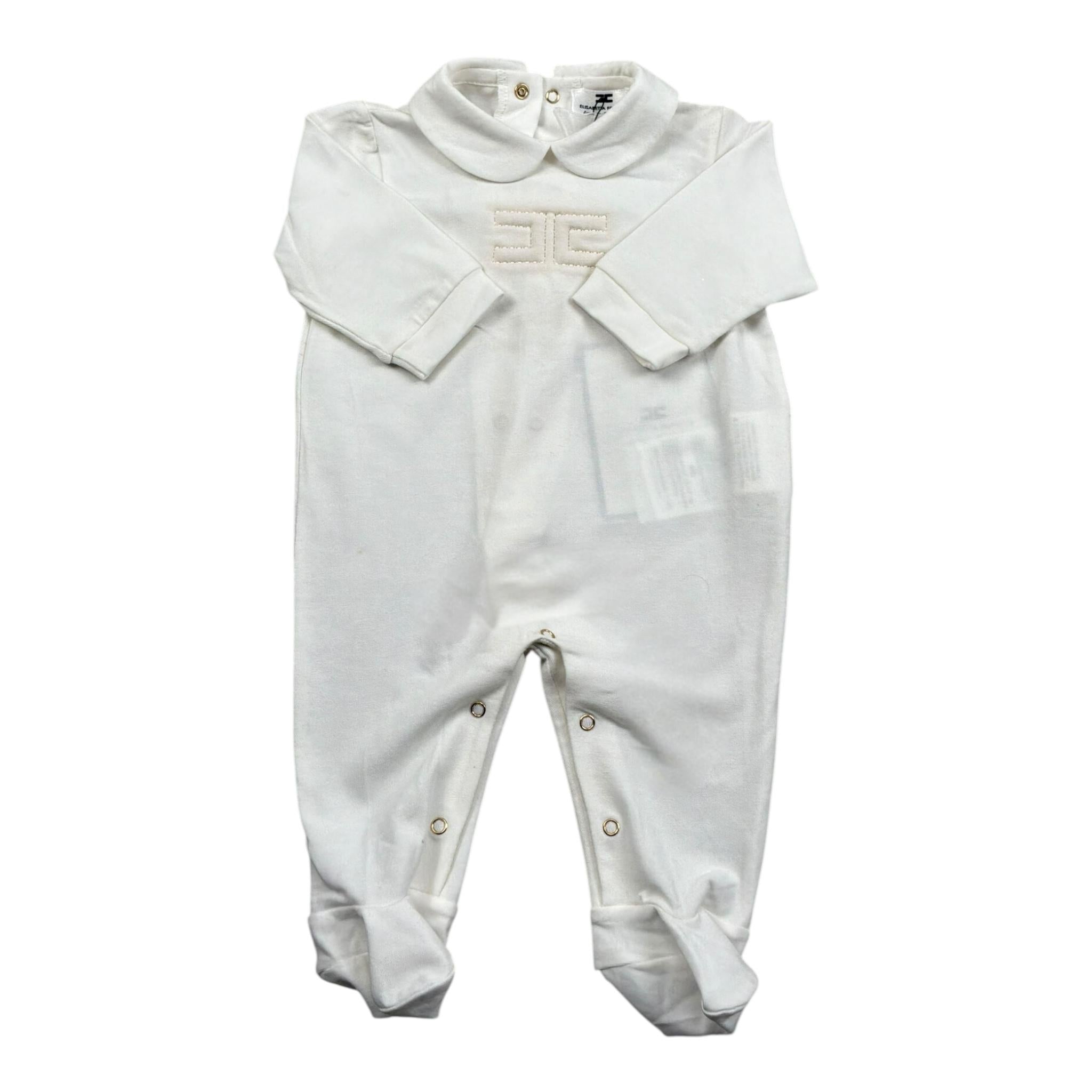 Elisabetta Franchi Tutina Manica Lunga Tinta Unita con Logo per Neonata ENTU52 BIANCO ELISABETTA FRANCHI 