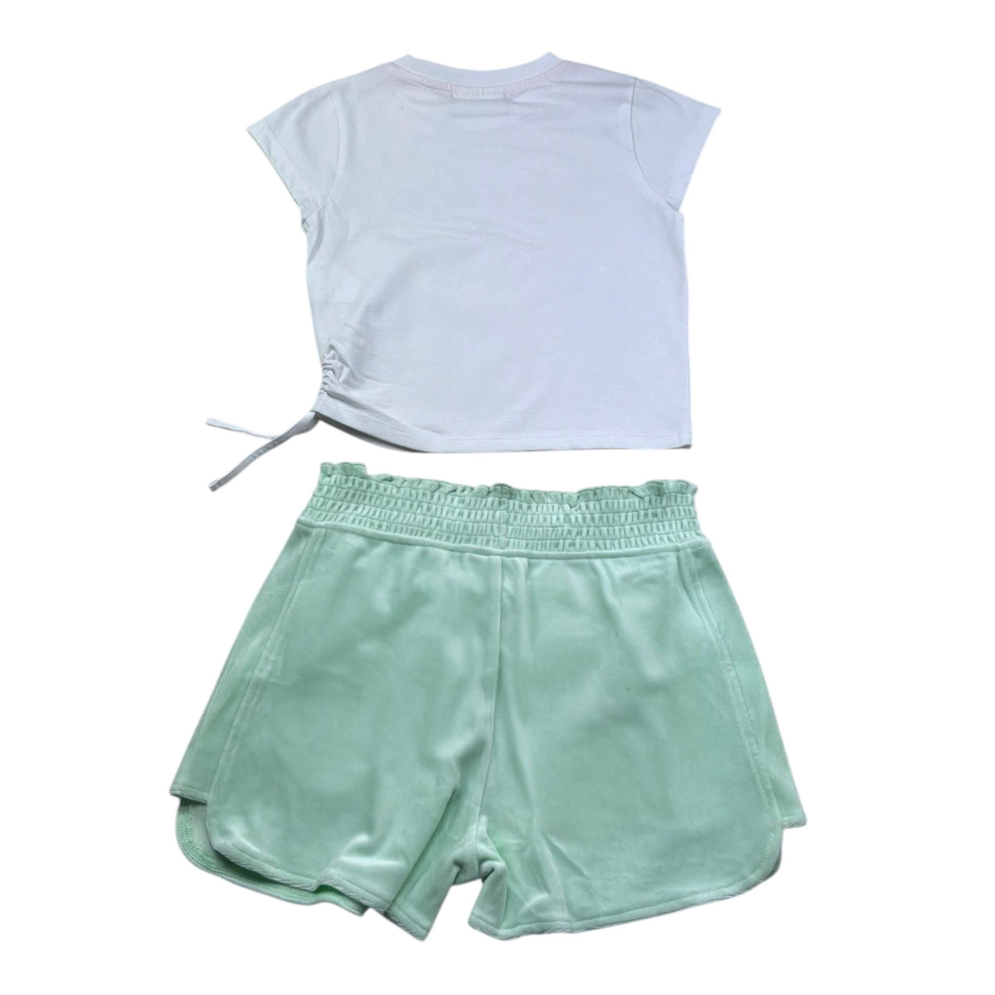 Juicy Couture Completo 2 Pezzi T-Shirt-Short Bicolore per Bambina JBX6699 BIANCO JUICY COUTURE 