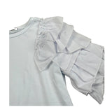 Manila Grace T-Shirt Girocollo Tinta Unita con Rouches per Bambina MG2655 BIANCO MANILA GRACE 