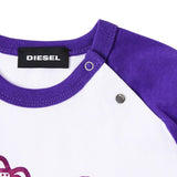 Diesel Shirt Girocollo Tinta Unita con Maniche In Contrasto per Neonata K00112 BIANCO DIESEL 