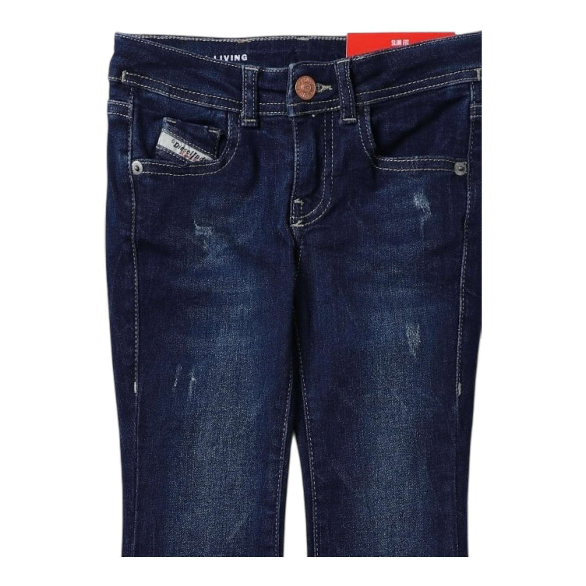 Diesel Jeans Tinta Unita Modello A Zampa per Bambina J00815 BLU DIESEL 