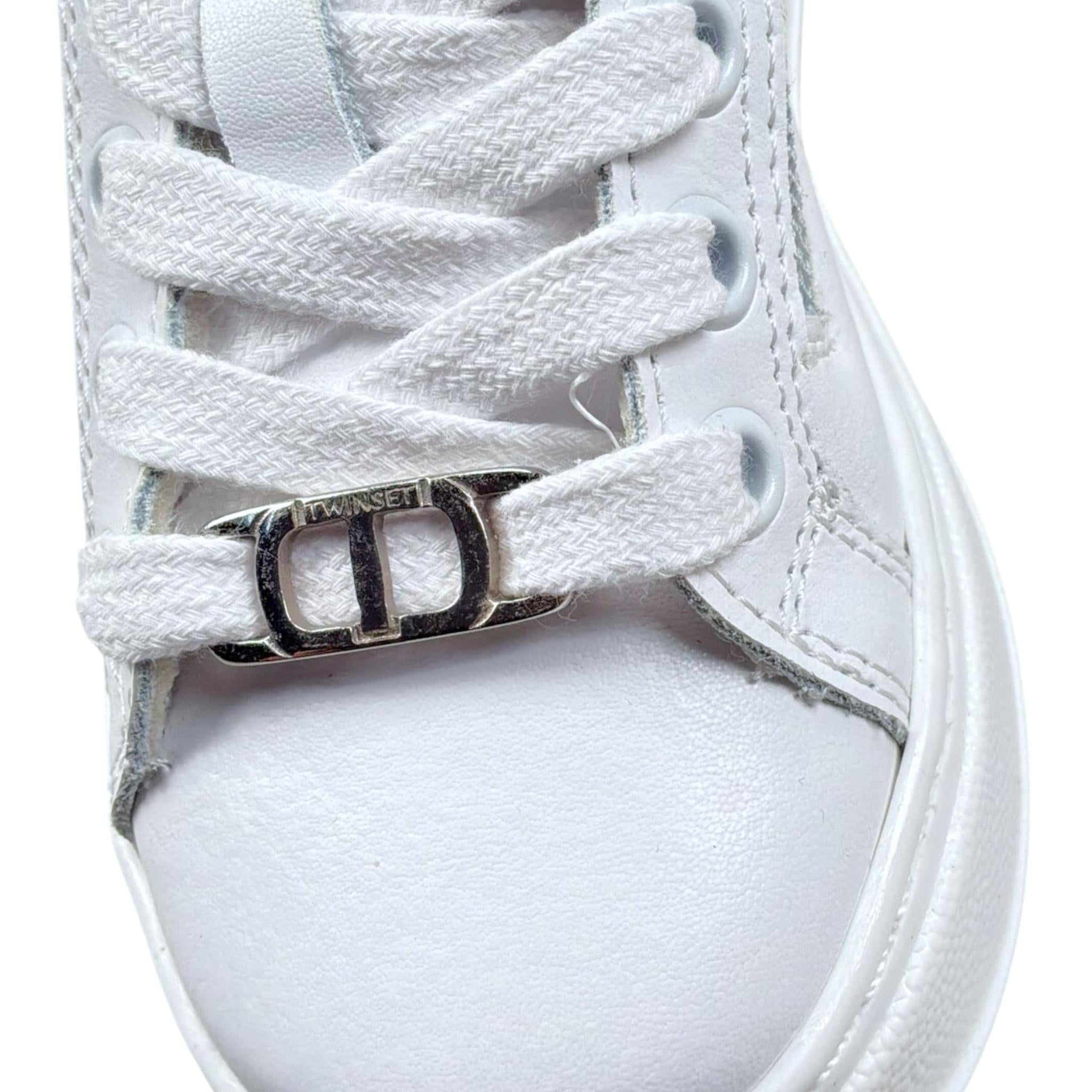 Twinset Sneaker Tinta Unita con Lacci per Bambina 242GCB020 BIANCO TWINSET 