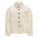 Only Giubbino In Demin Tinta Unita Con Bottoni Beige Per Bambina