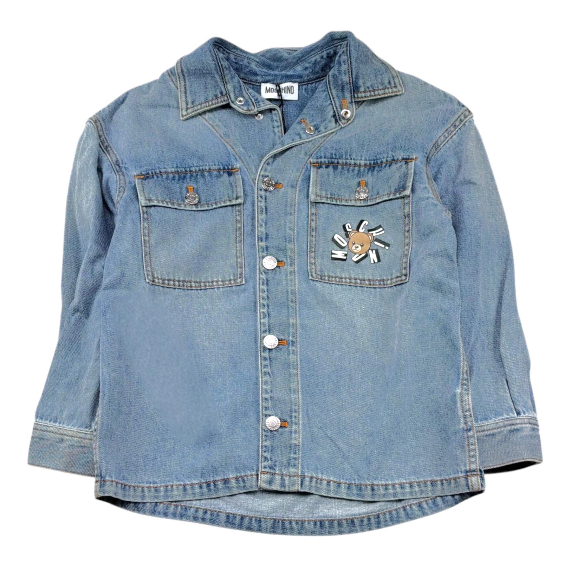 Moschino Camicia In Denim Tinta Unita per Bambino HUC01V BLU MOSCHINO 