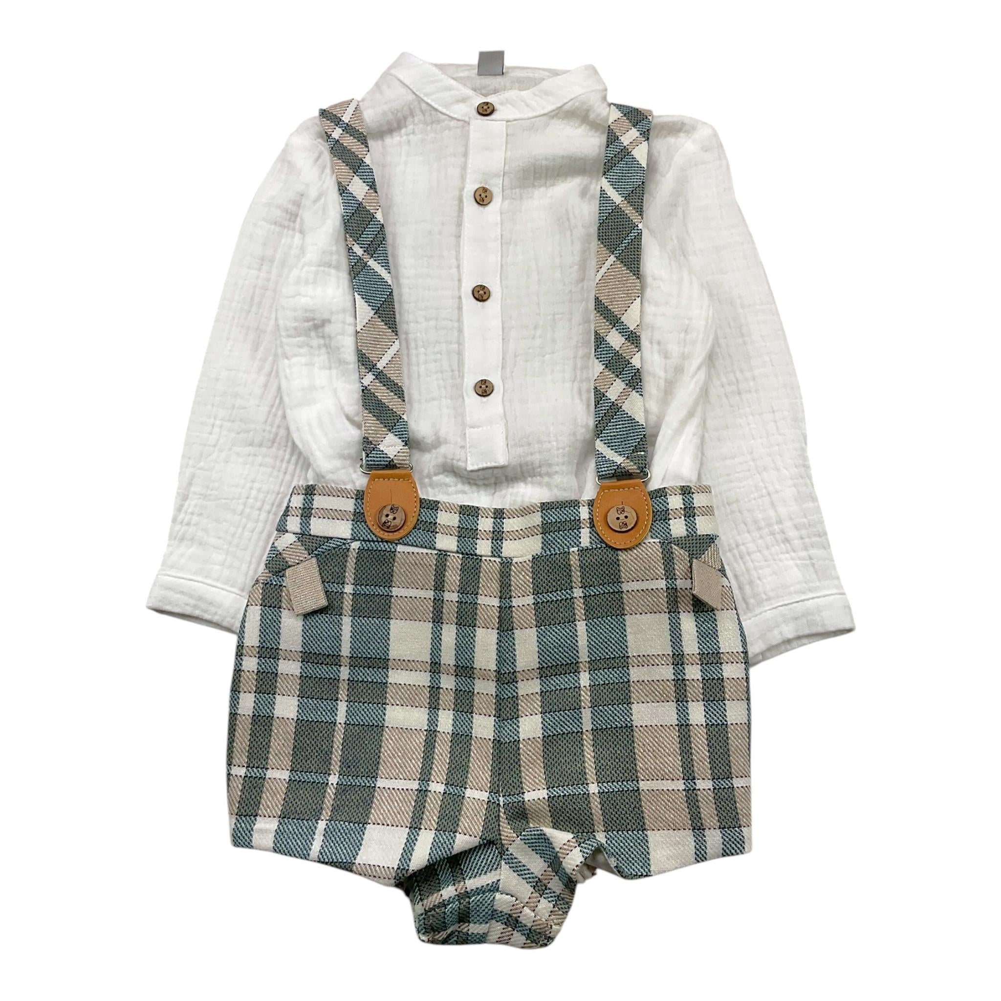 MARTA Y PAULA completo bicolore 2pz camicia-salopettes Bianco per Neonato 1859N BIANCO MARTA Y PAULA 