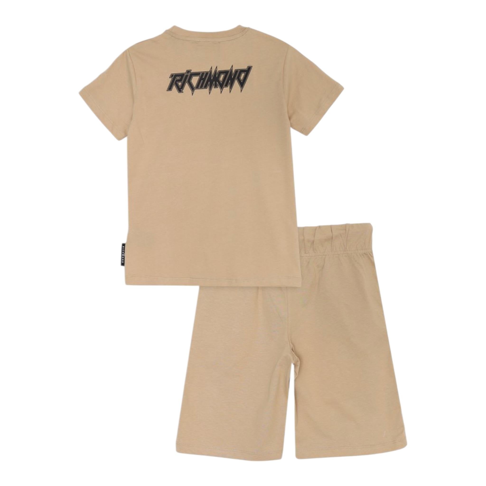 John Richmond Completo 2 Pezzi T-Shirt-Bermuda tinta unita Beige per Bambino RBP25134CJXXX BEIGE JOHN RICHMOND 