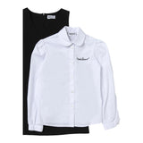 Moschino Set Abito Giromanica Con Camicia Manica Lunga Bianco/Nero Per Bambina
