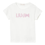 Liu Jo T-Shirt Girocollo Tinta Unita con Brillantini per Neonata KA5081NX BIANCO LIU JO 