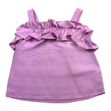 Ilfarobimbi Top Tinta Unita A Bretelle Con Balze Magenta Per Bambina