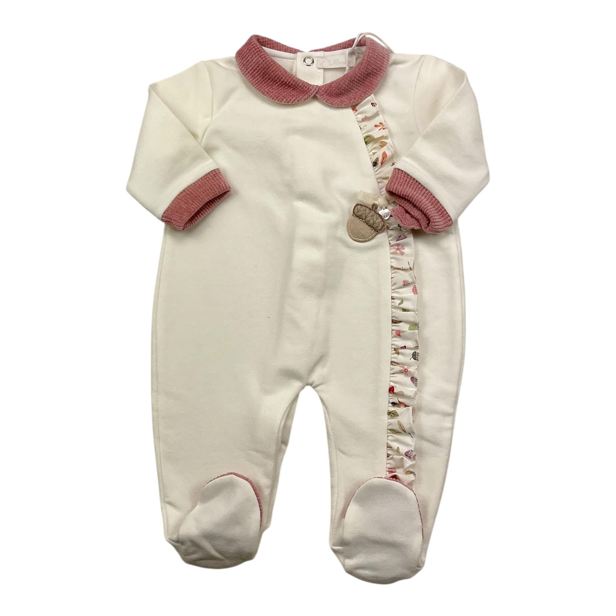 NINNAOH tutina tinta unita con applicazione Panna per Neonata I2492T PANNA NINNAOH 