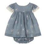 Mayoral Set Abito-Coulotte Tinta Unita con Ricami per Neonata 1848 AZZURRO MAYORAL 