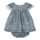 Mayoral Set Abito-Coulotte Tinta Unita con Ricami per Neonata 1848 AZZURRO MAYORAL 