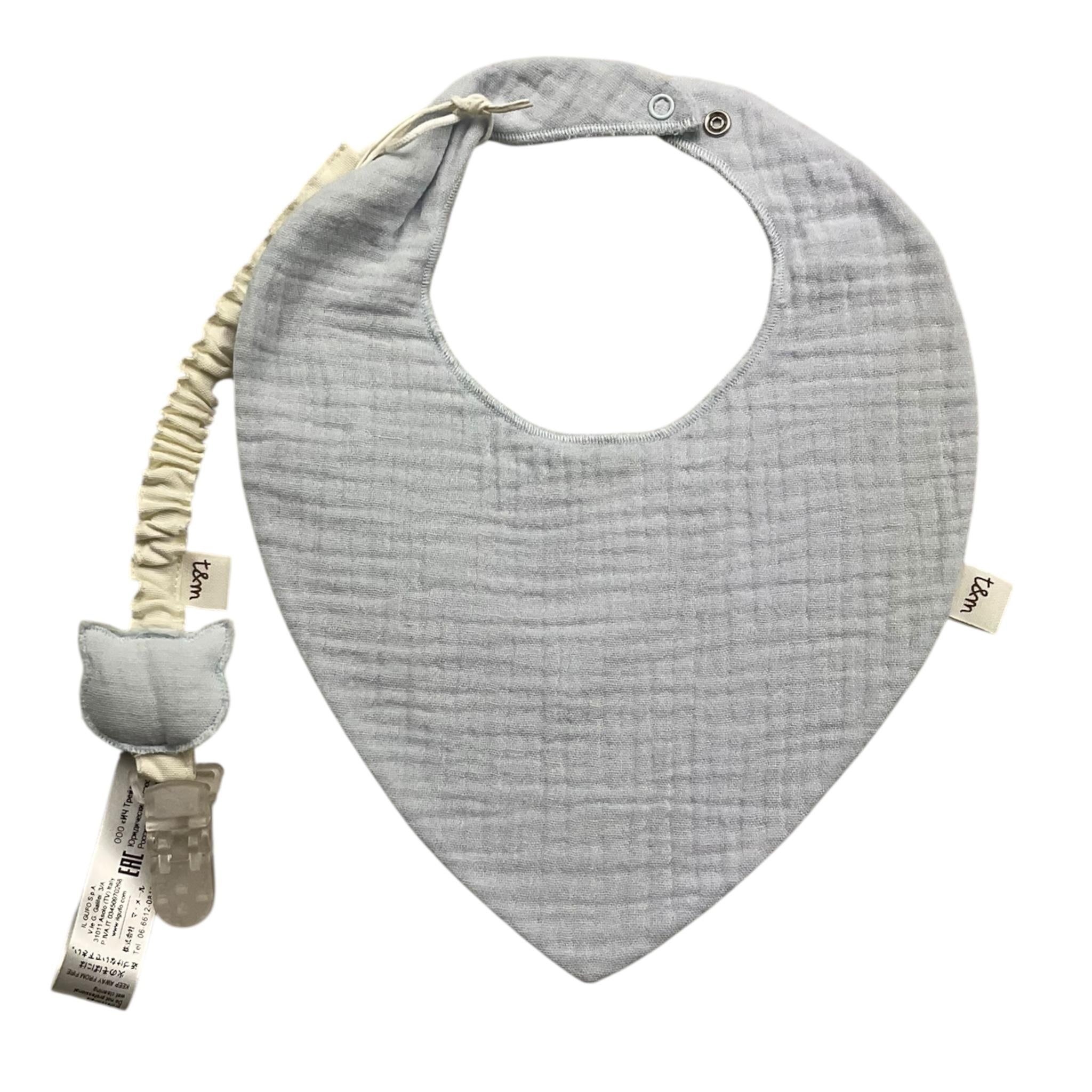 TEDDY E MINOU set bavetta-porta ciuccio tinta unita Azzurro per Neonato I23AC003C0059 AZZURRO TEDDY E MINOU 