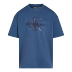 Calvin Klein T-Shirt Girocollo Tinta Unita con Stampa per Bambino IB2359J00 BLU CALVIN KLEIN 