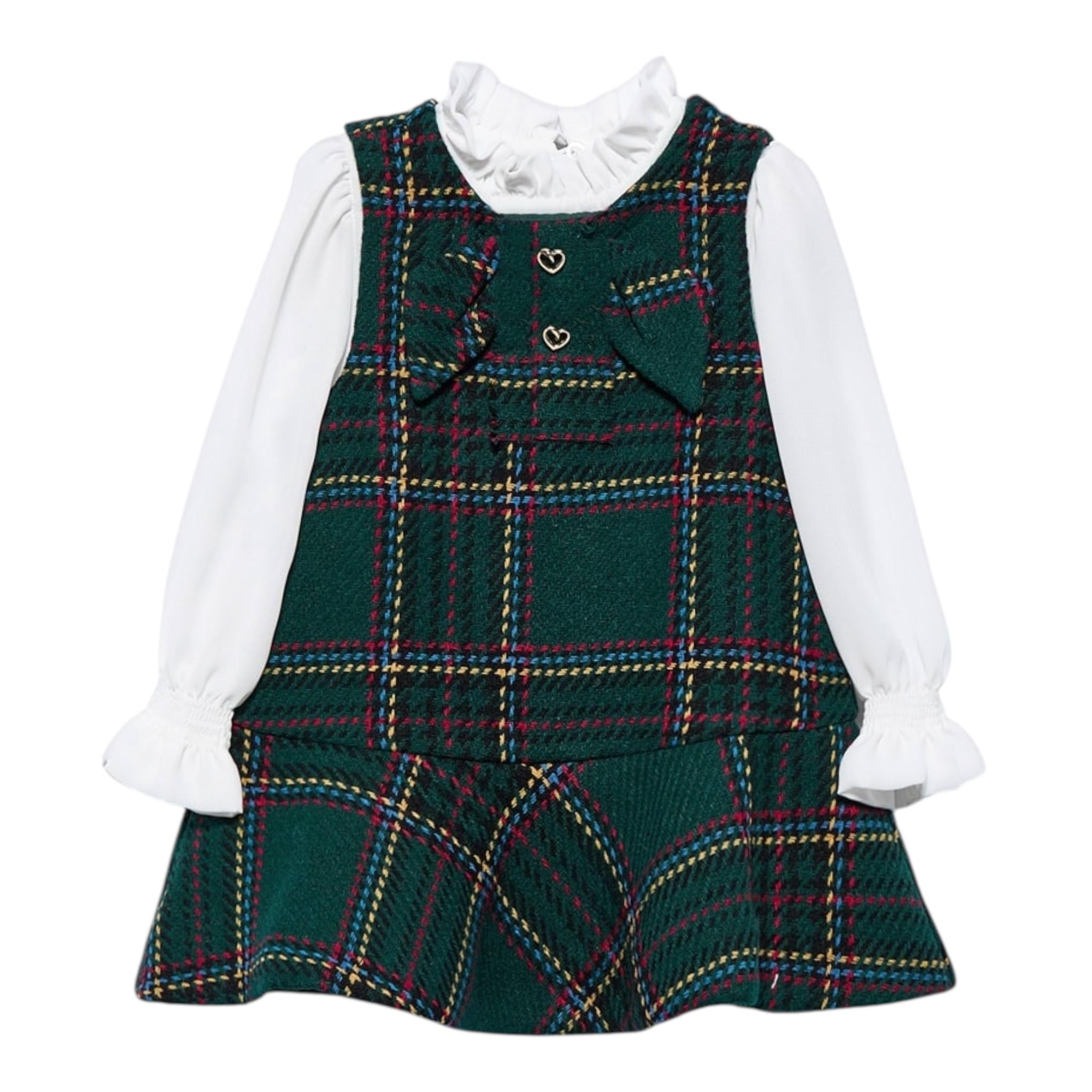 ABEL & LULA abito tinta unita con finta camicia Verde per Bambina 5527 VERDE ABEL & LULA 