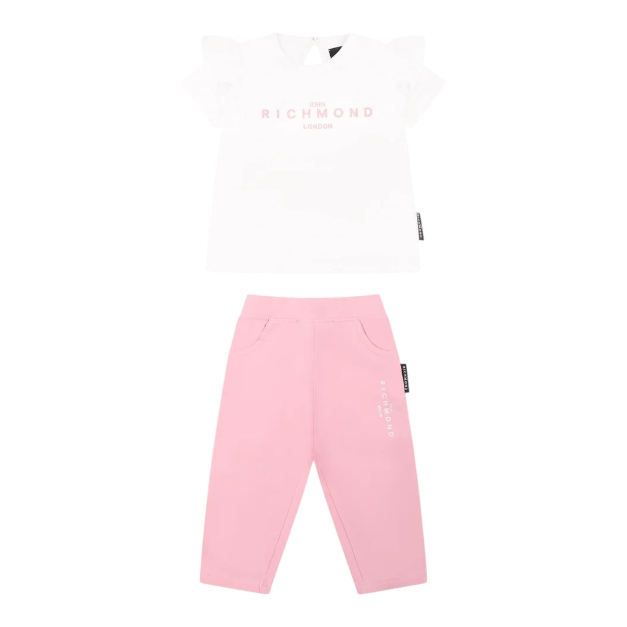 John Richmond Completo 2 Pezzi T-Shirt-Leggins Bicolore per Neonata RIP25008CJ BIANCO/ROSA JOHN RICHMOND 