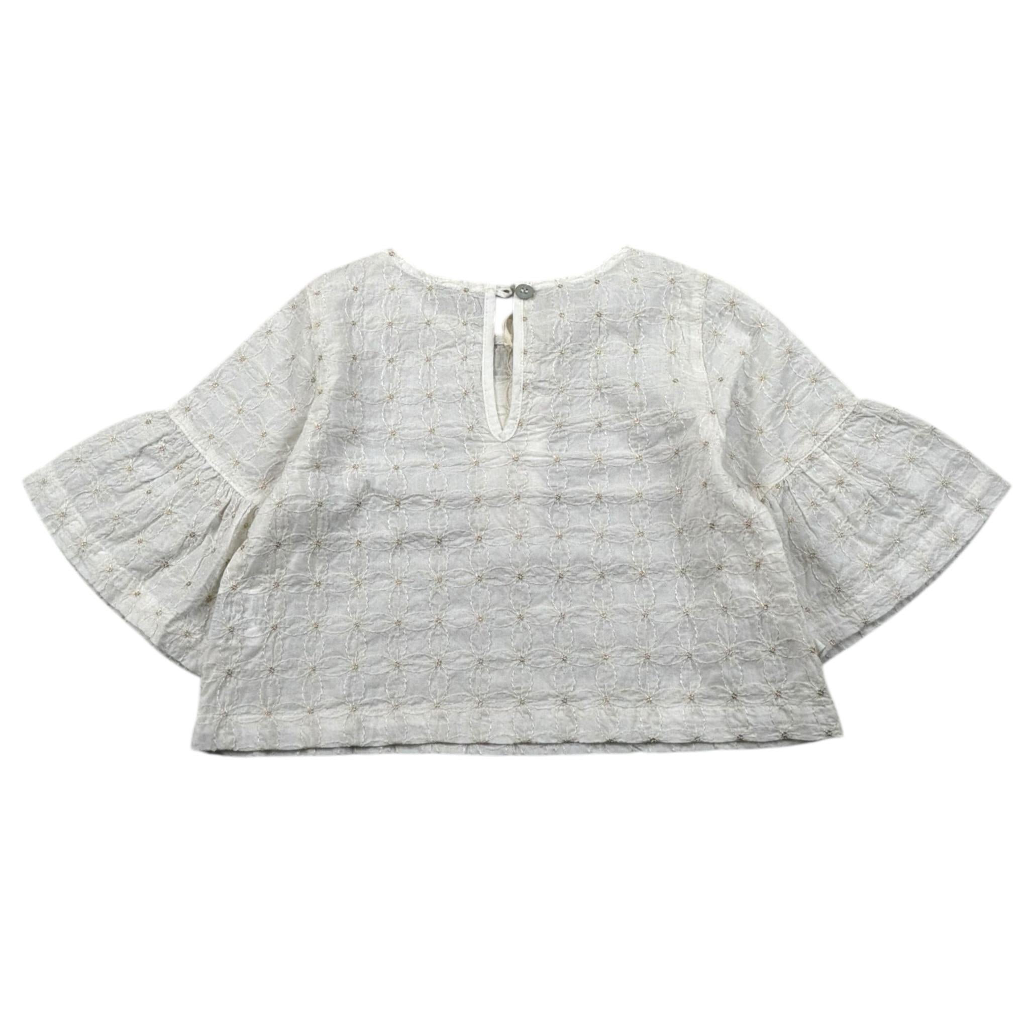 Zhoe & Tobiah Camica Mezza Manica Tinta Unita con Ricami per Bambina LYB2FJ PANNA ZHOE & TOBIAH 