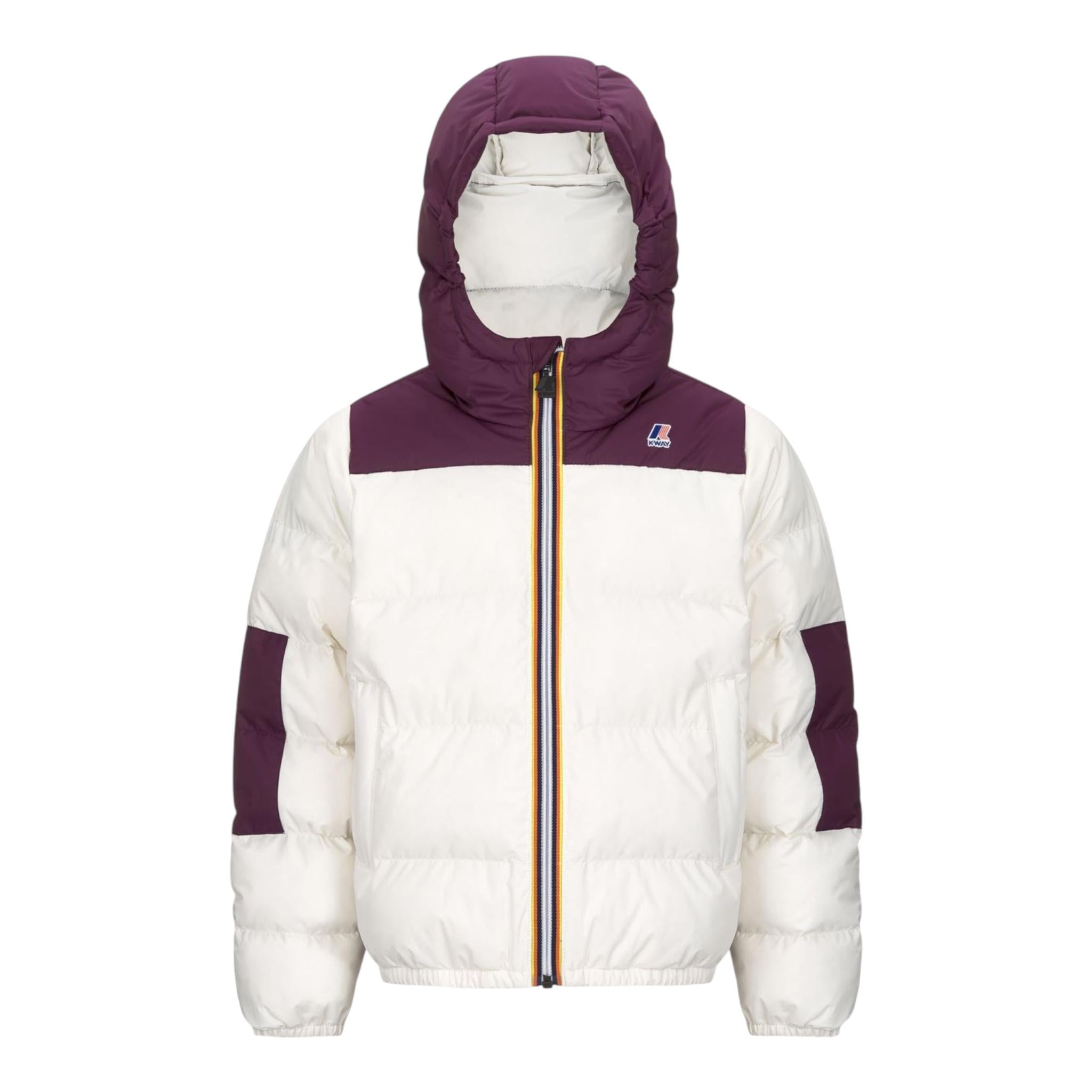 K-WAY giubbino bicolore con cappuccio in contrasto Bianco/viola per Bambina K6117YWA BIANCO/VIOLA K-WAY 