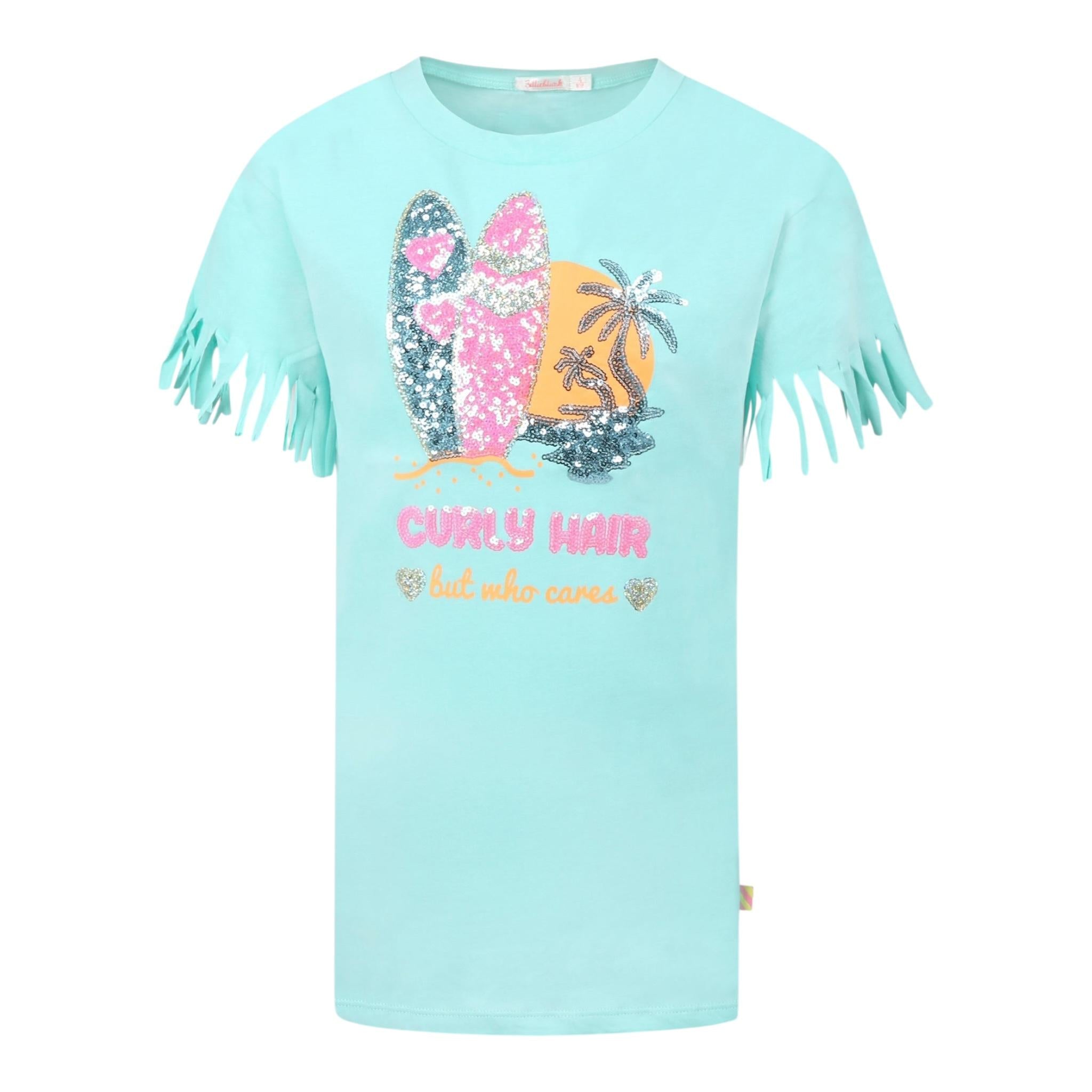 Billieblush Abito Tinta Unita con Paillettes per Bambina U20980 VERDE ACQUA BillIEBLUSH 