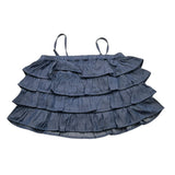 Manila Grace Top Modello Denim Con Balze Tinta Unita Blu Per Bambina