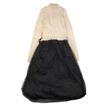 RED VALENTINO abito manica lunga bicolore con gonna tulle Nero per Bambina XR0VAEK5 NERO RED VALENTINO 