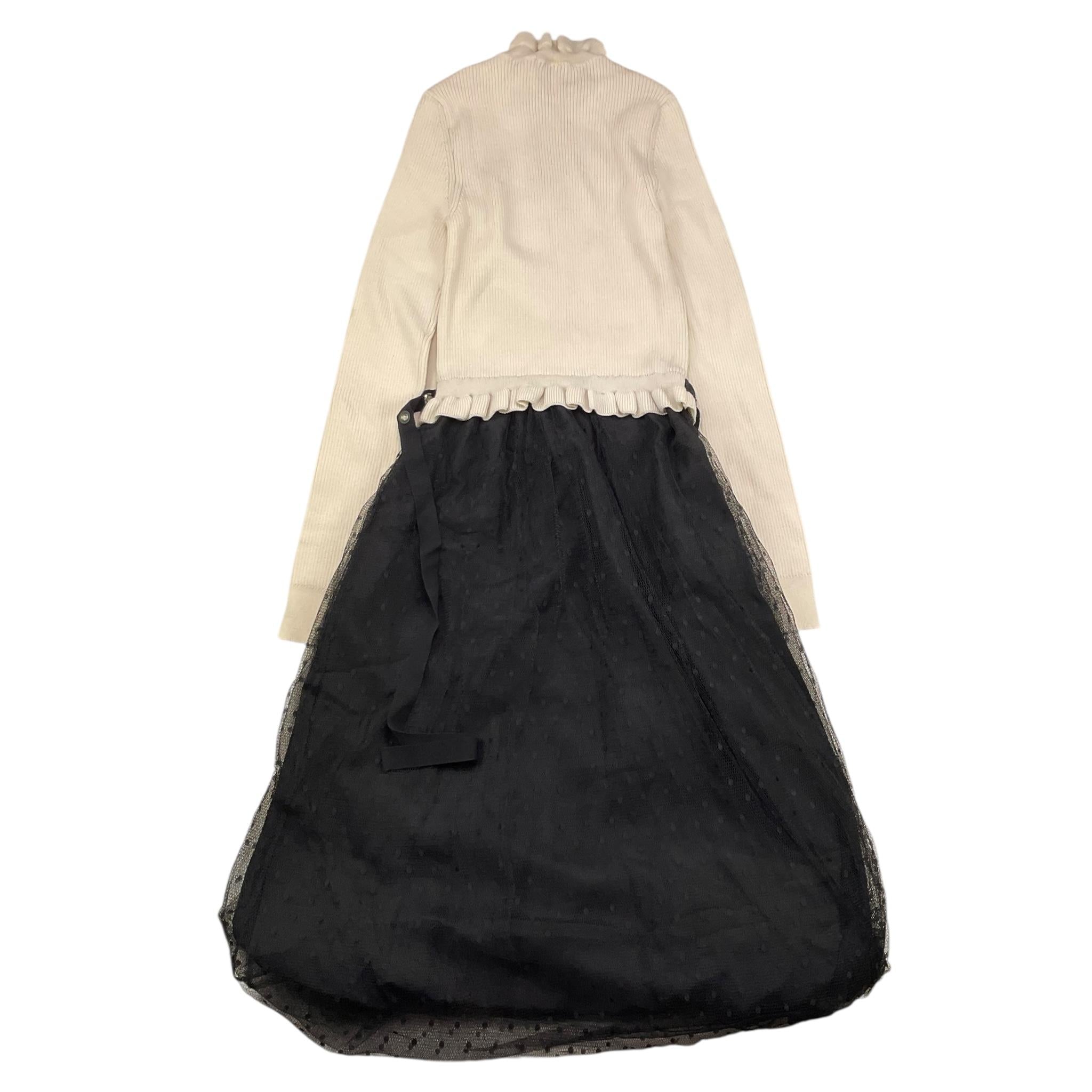 RED VALENTINO abito manica lunga bicolore con gonna tulle Nero per Bambina XR0VAEK5 NERO RED VALENTINO 