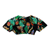 Mariuccia T-Shirt Modello Crop Tinta Unita con Stampa Nero per Bambina