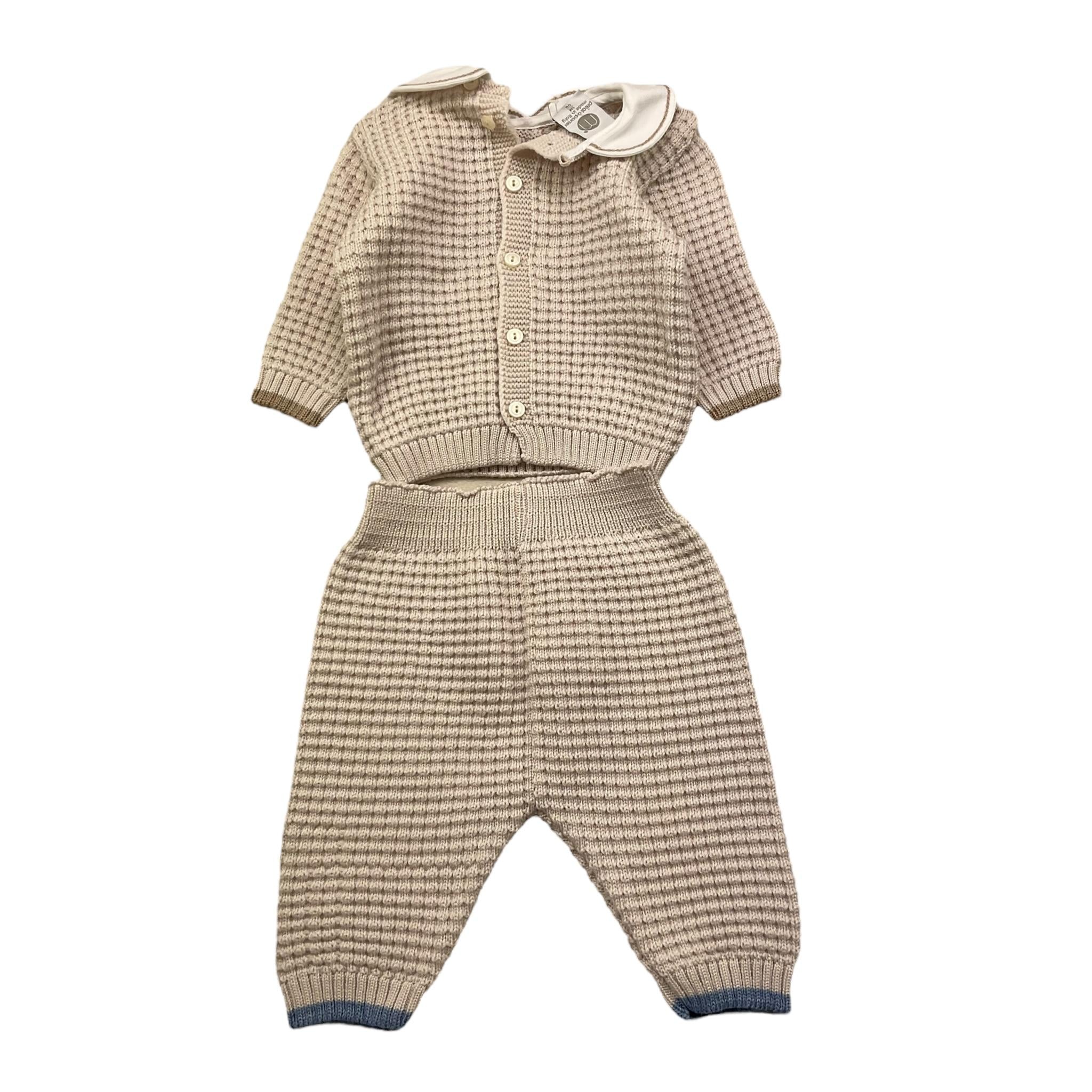 MARLU' completo 2pz maglia-pantalone tinta unita con fantasia Beige per Neonato IG6350 BEIGE MARLU' 