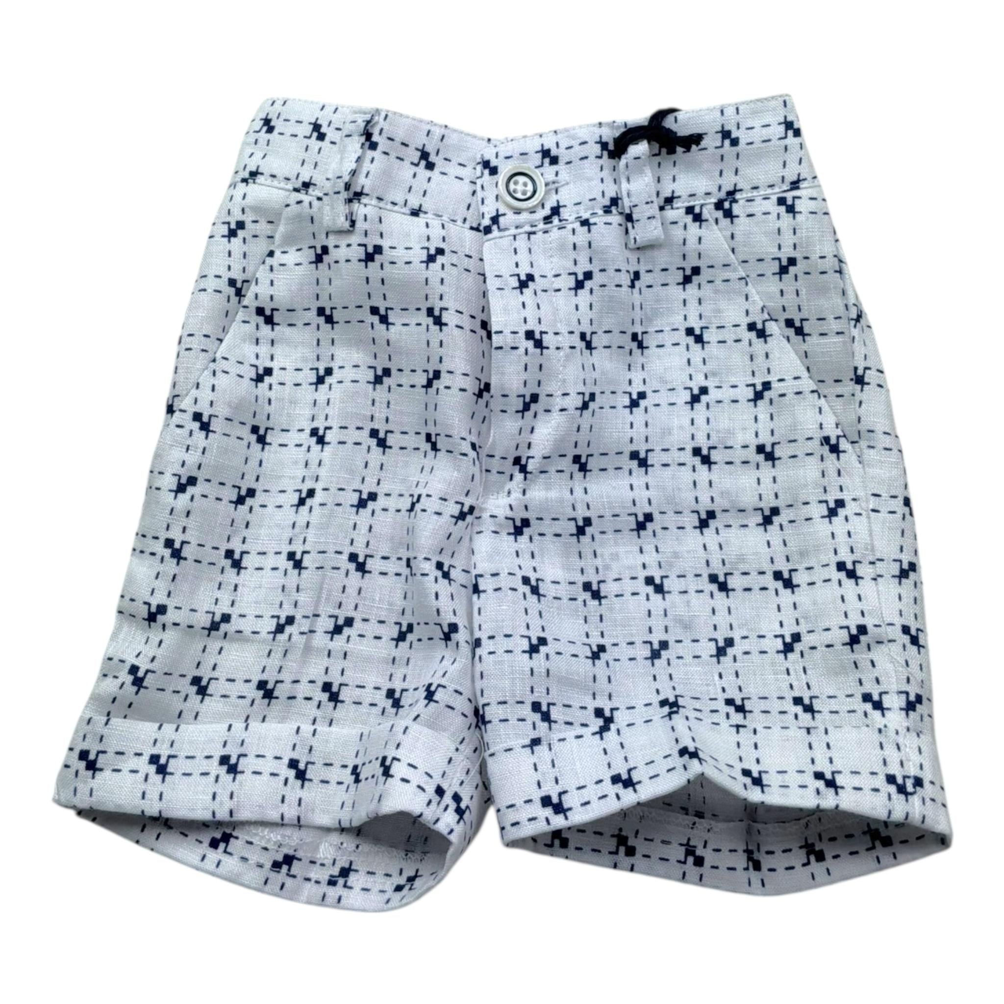 Manuel & Frank Bermuda Tinta Unita con Elastico In Vita E Fantasia per Neonato FNHIEJ BIANCO MANUEL & FRANK 