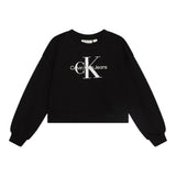 Calvin Klein Felpa Chiusa Girocollo Tinta Unita con Stampa Logo per Bambina IG0IG02823 NERO CALVIN KLEIN 