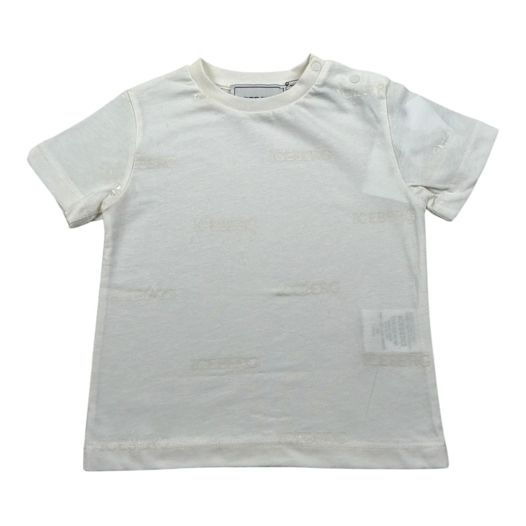 Iceberg T-Shirt Girocollo tinta unita con Logo Bianco per Neonato TSICE5115BX BIANCO ICEBERG 