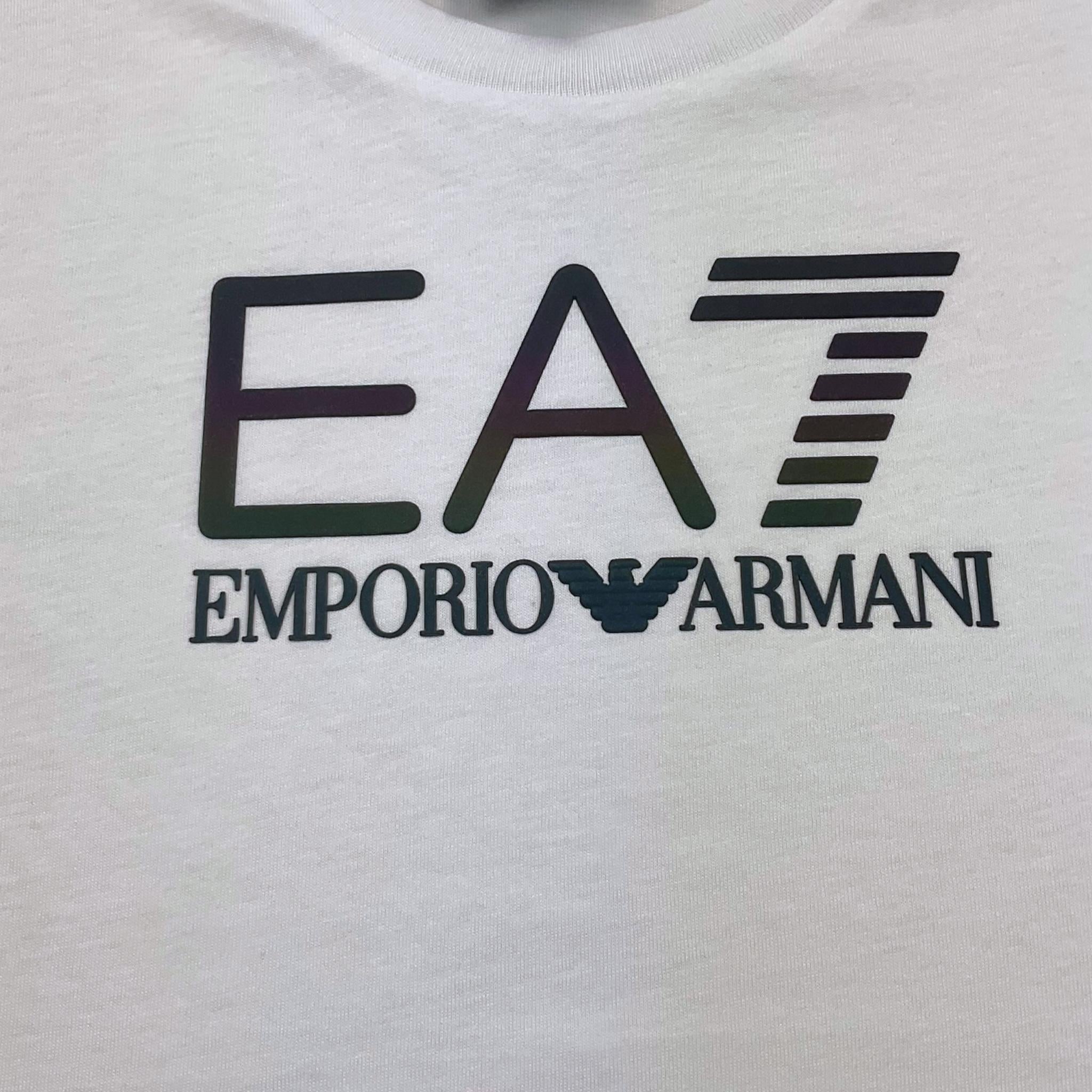 EMPORIO ARMANI t-shirt girocollo tinta unita con stampa Bianco per Bambino 3DBT53 BIANCO EMPORIO ARMANI 