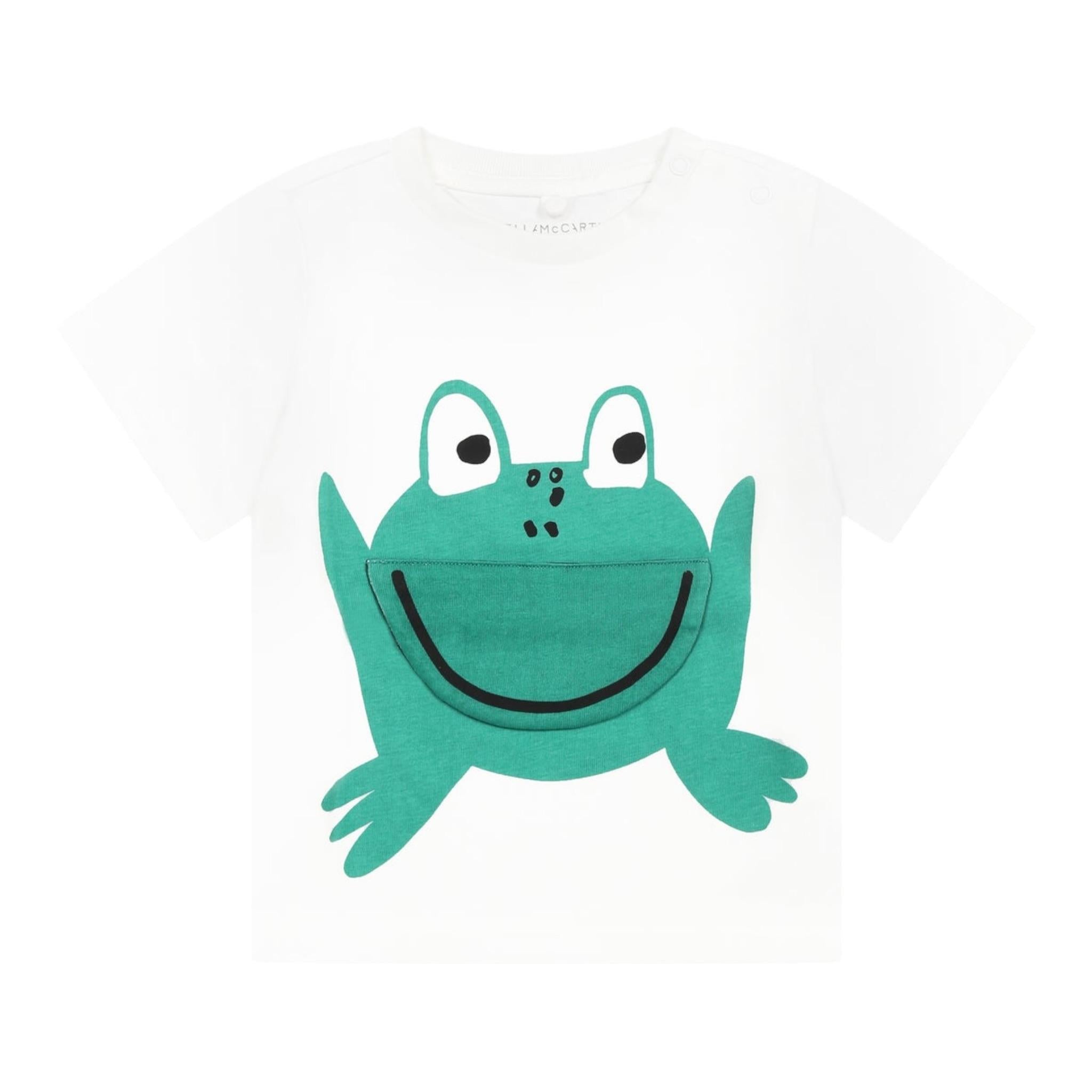 Stella Mccartney T-Shirt Girocollo Tinta Unita con Stampe Rana per Neonato TW8541 BIANCO STELLA McCARTNEY 