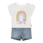 Levi'S Completo 2 Pezzi T-Shirt-Short In Denim per Bambina 1EH076J BIANCO LEVI'S 