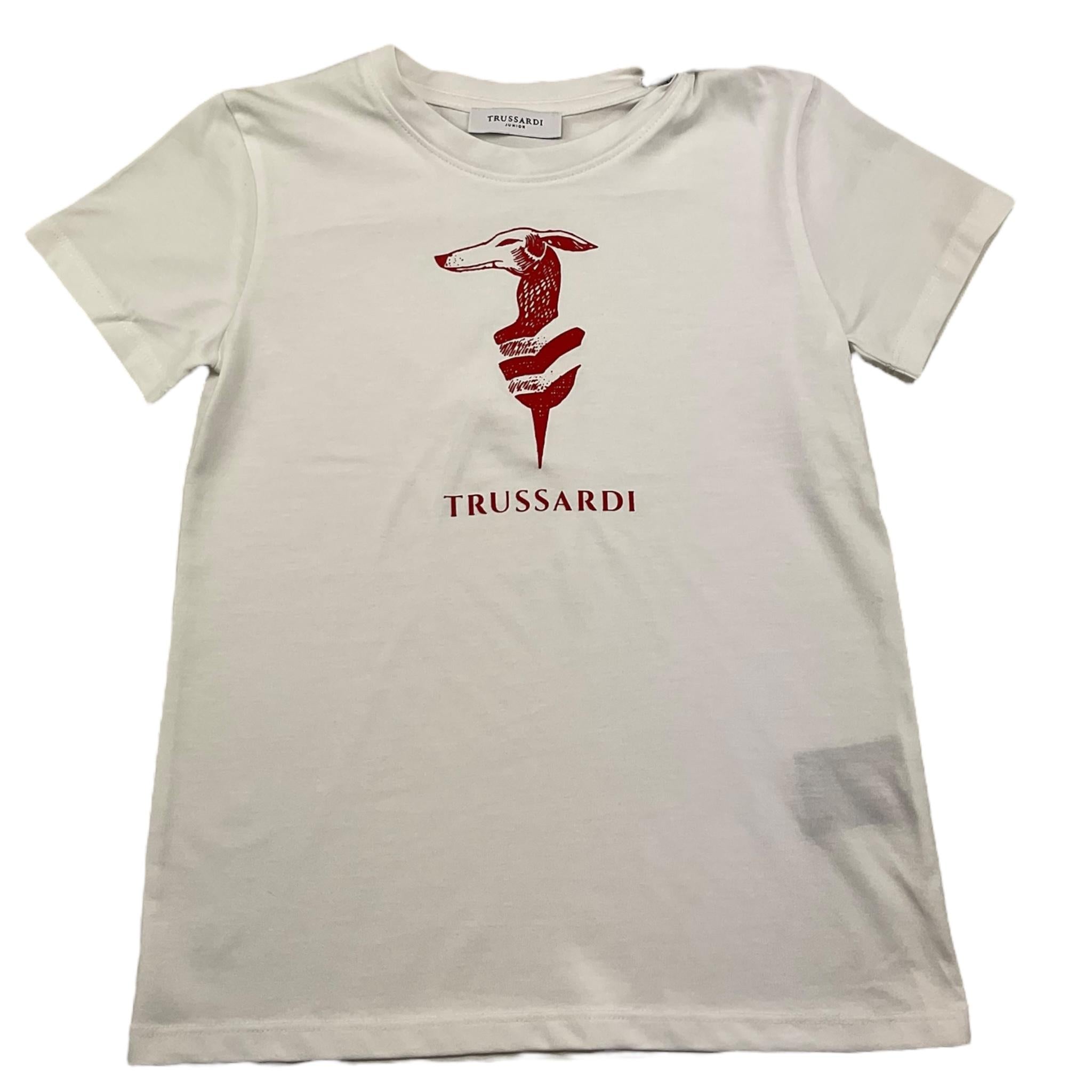 TRUSSARDI t-shirt girocollo tinta unita con logo Bianco per Bambina TGA25054TS BIANCO TRUSSARDI 