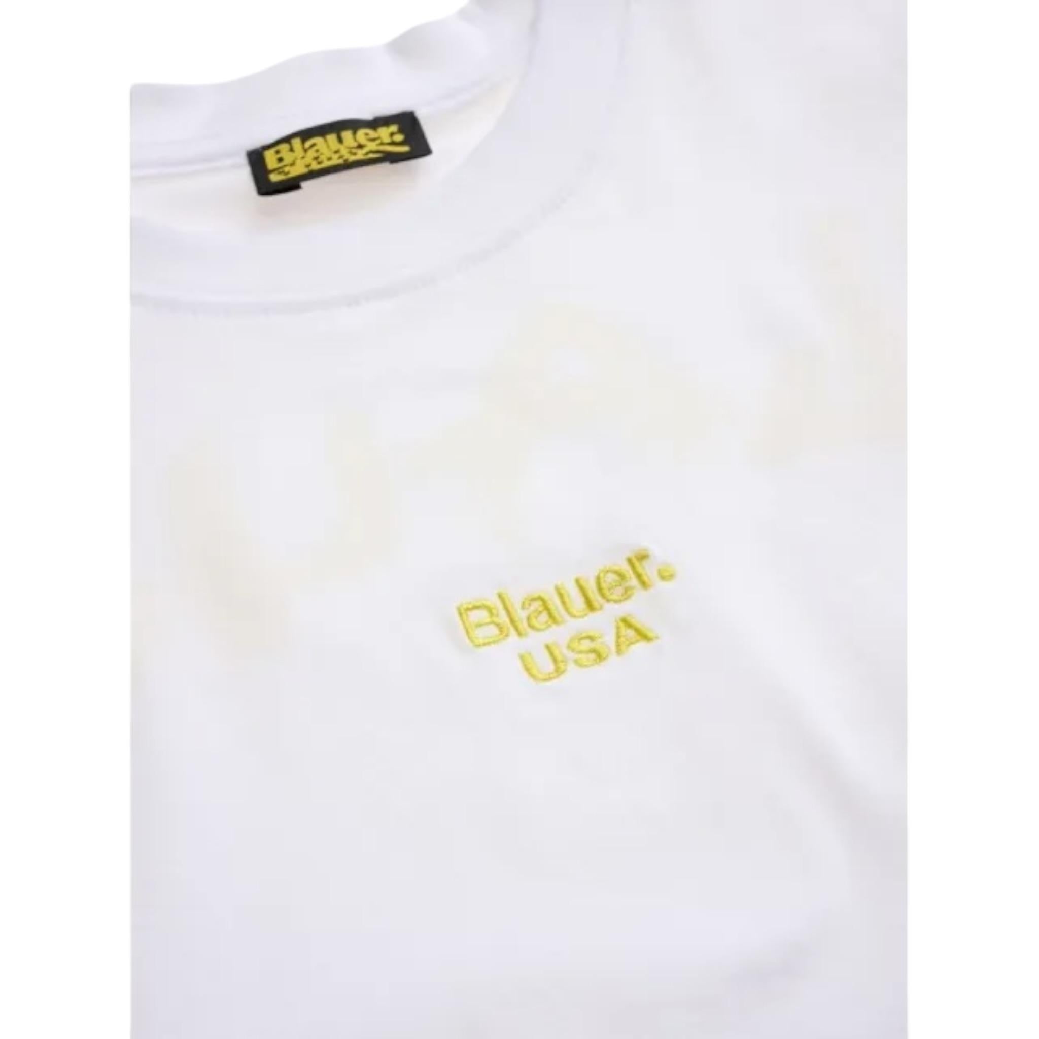 Blauer T-Shirt Tinta Unita con Stampa per Neonato 25SBLKG02565 BIANCO BLAUER 