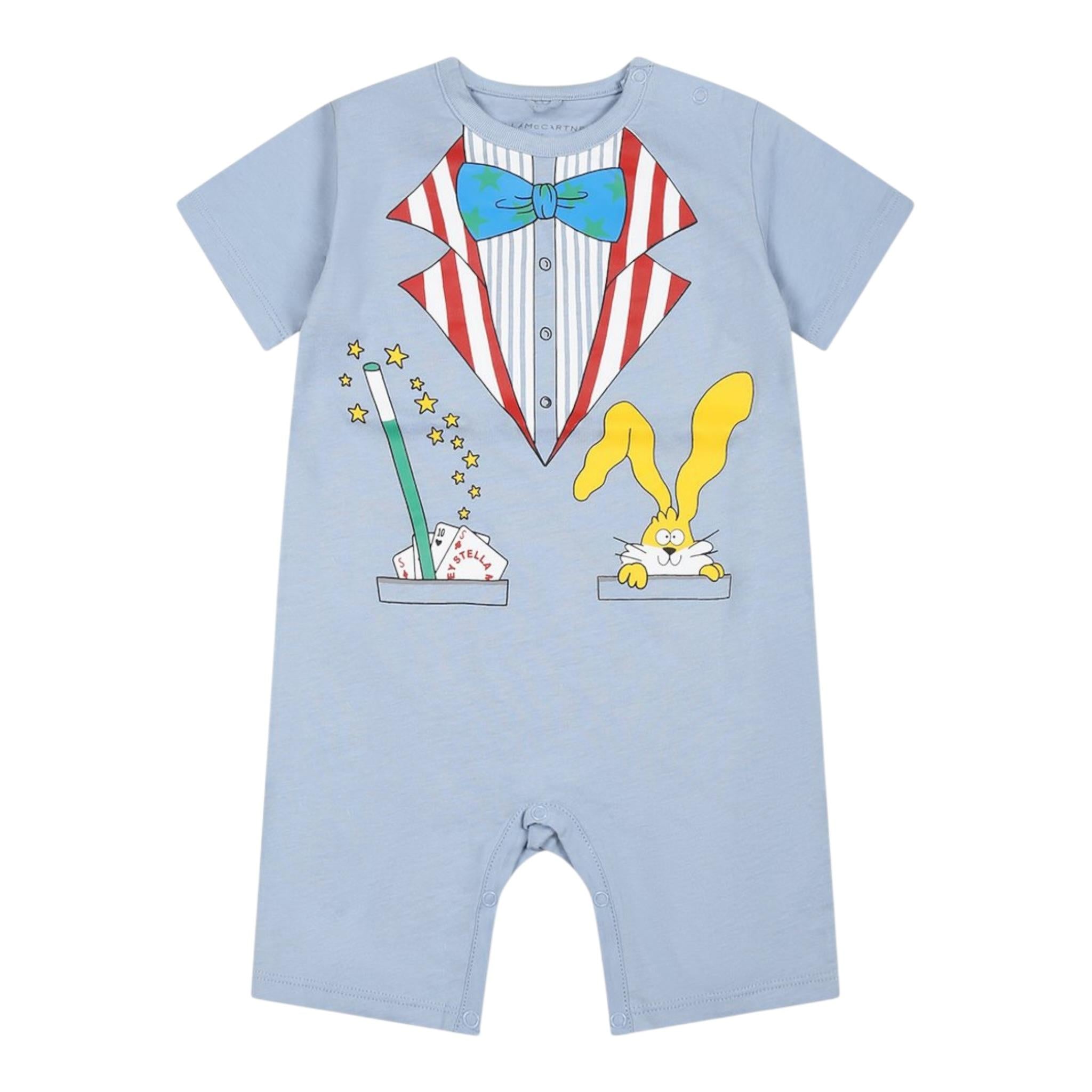 Stella Mccartney Pagliaccetto Mezza Manica Tinta Unita con Stampa per Neonato TWC511N AZZURRO STELLA McCARTNEY 