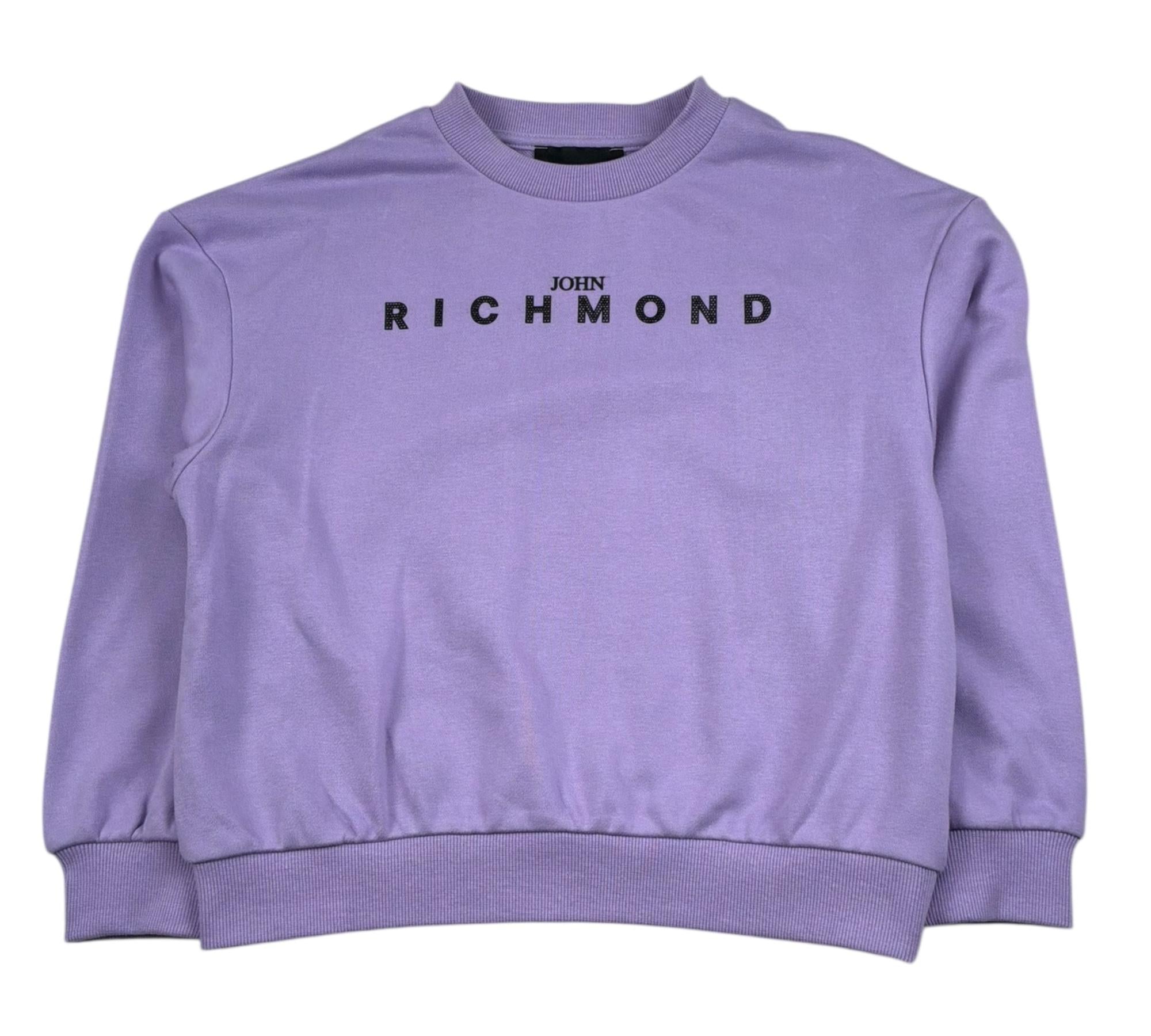 John Richmond Felpa Chiusa Girocollo Tinta Unita con Stampa per Bambina RGP26010FE LILLA JOHN RICHMOND 