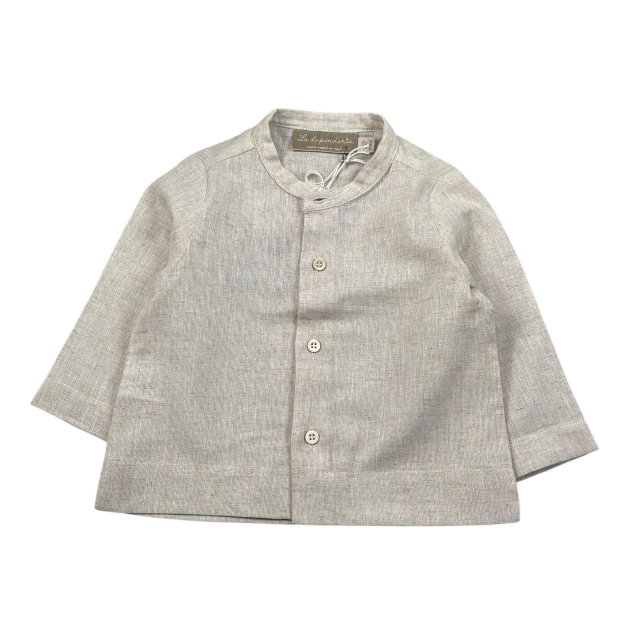 La Stupenderia Camicia tinta unita con Collo Coreano Beige per Neonato TCCM73 BEIGE LA STUPENDERIA 