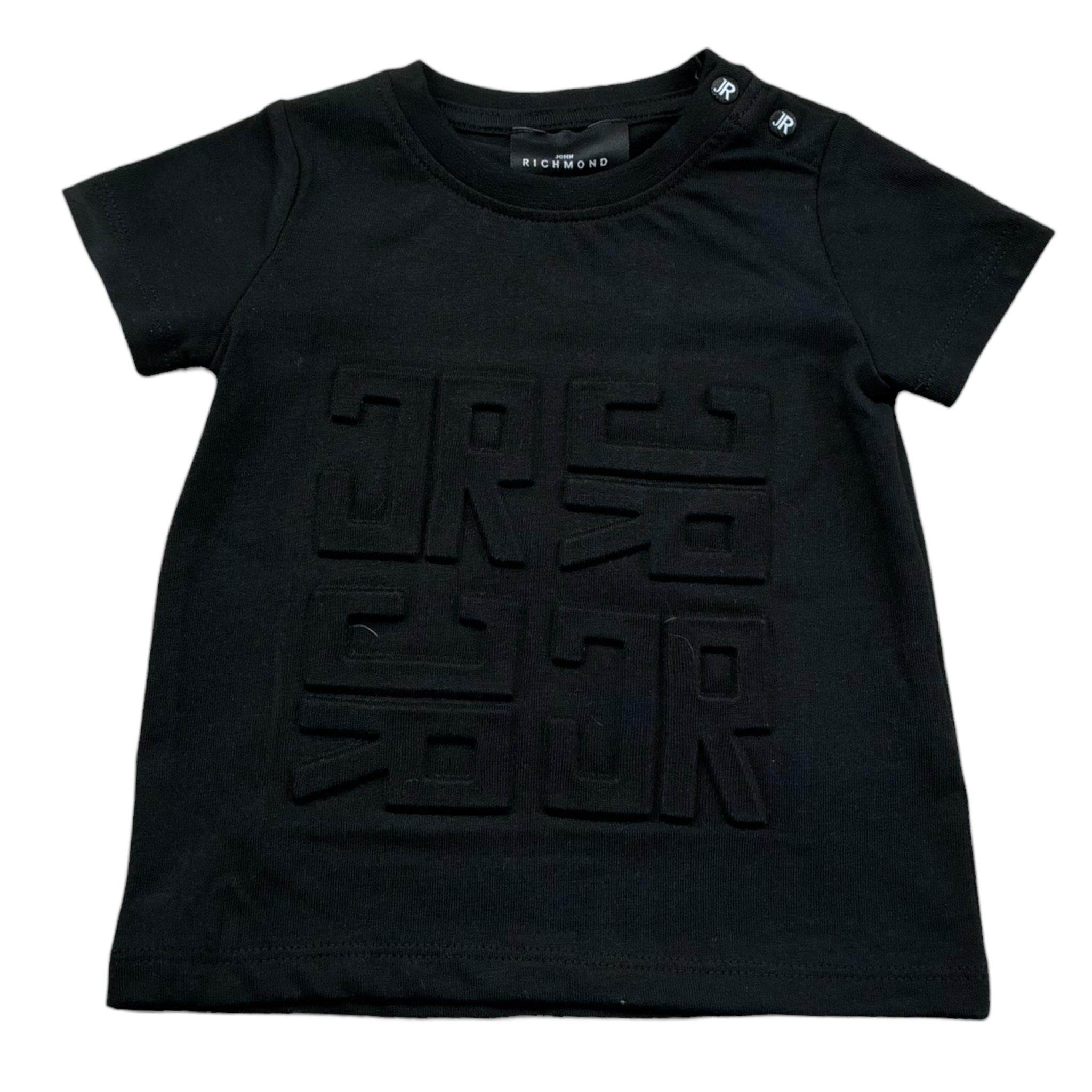 John Richmond T-Shirt Girocollo Tinta Unita con Logo per Neonato RIP26015TS NERO JOHN RICHMOND 