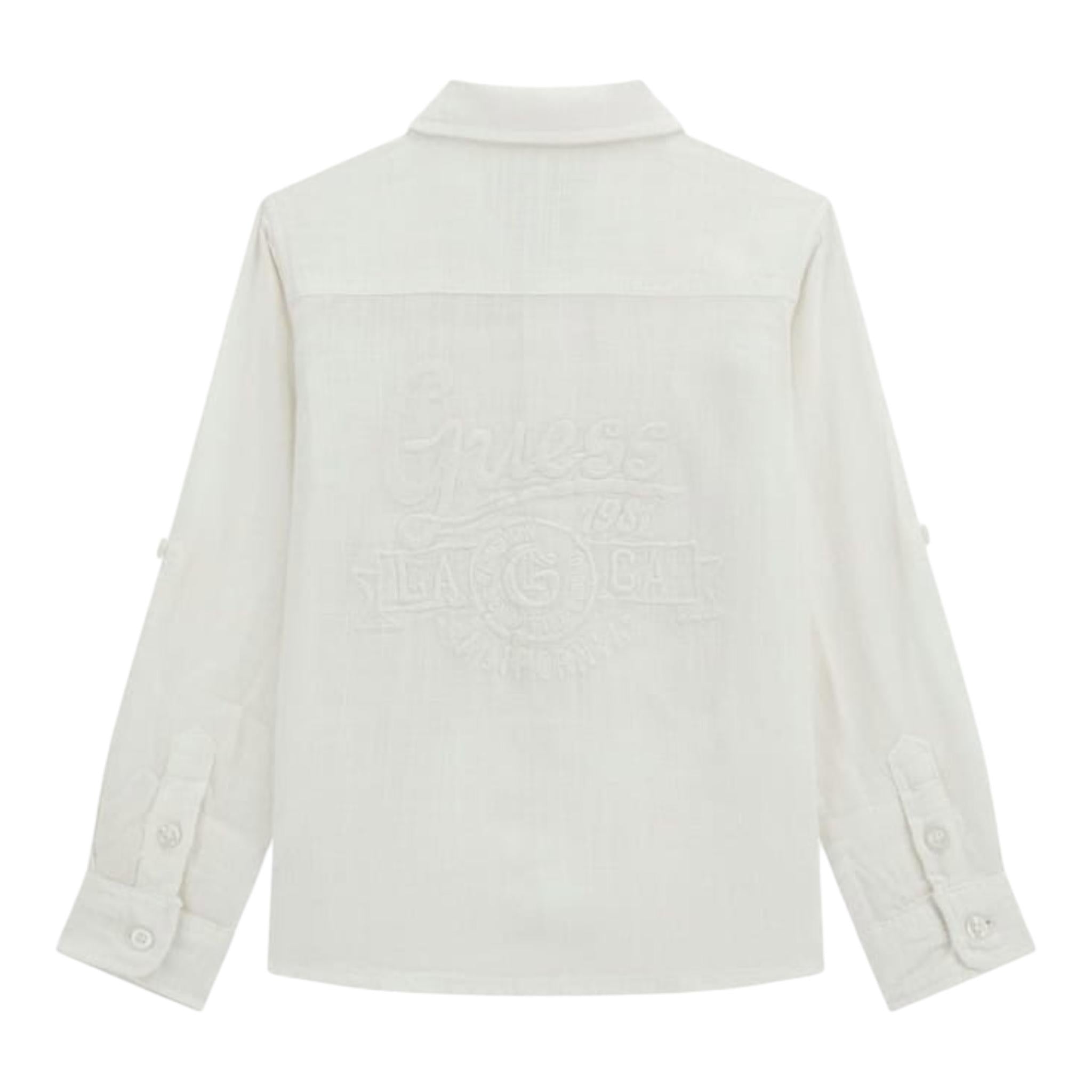 Guess Camicia Tinta Unita con Logo per Bambino N5GH00WFBT0 PANNA GUESS 
