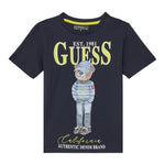 Guess T-Shirt Girocollo Tinta Unita con Stampa per Neonato N5RI20K8HM4NXXX BLU GUESS 