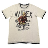 Avirex C&Mt T-Shirt Girocollo Tinta Unita con Stampa In Contrasto Bianco per Bambino