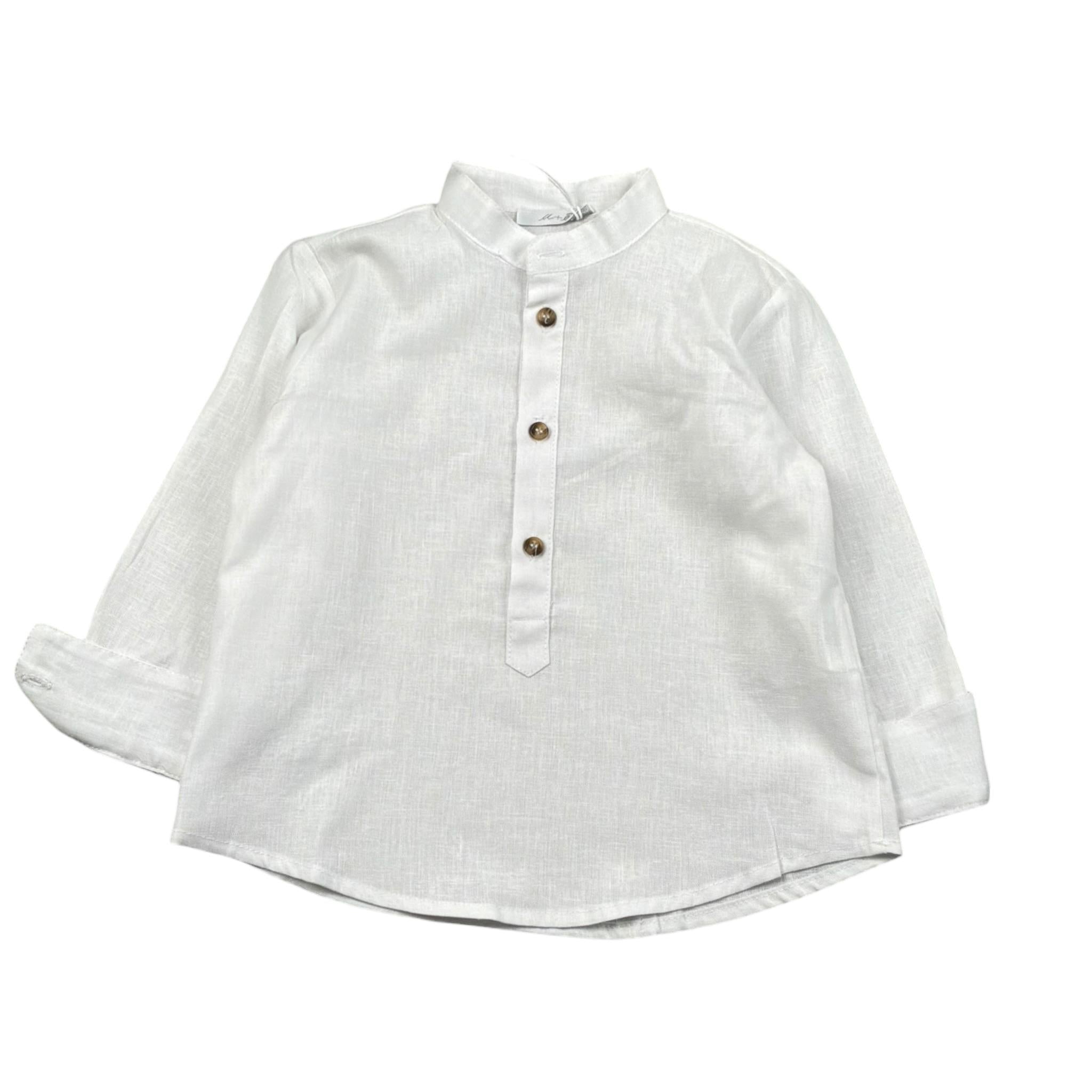 M+E' Camicia Manica Lunga Tinta Unita Collo Coreano per Bambino UEM0507X PANNA M+E' 