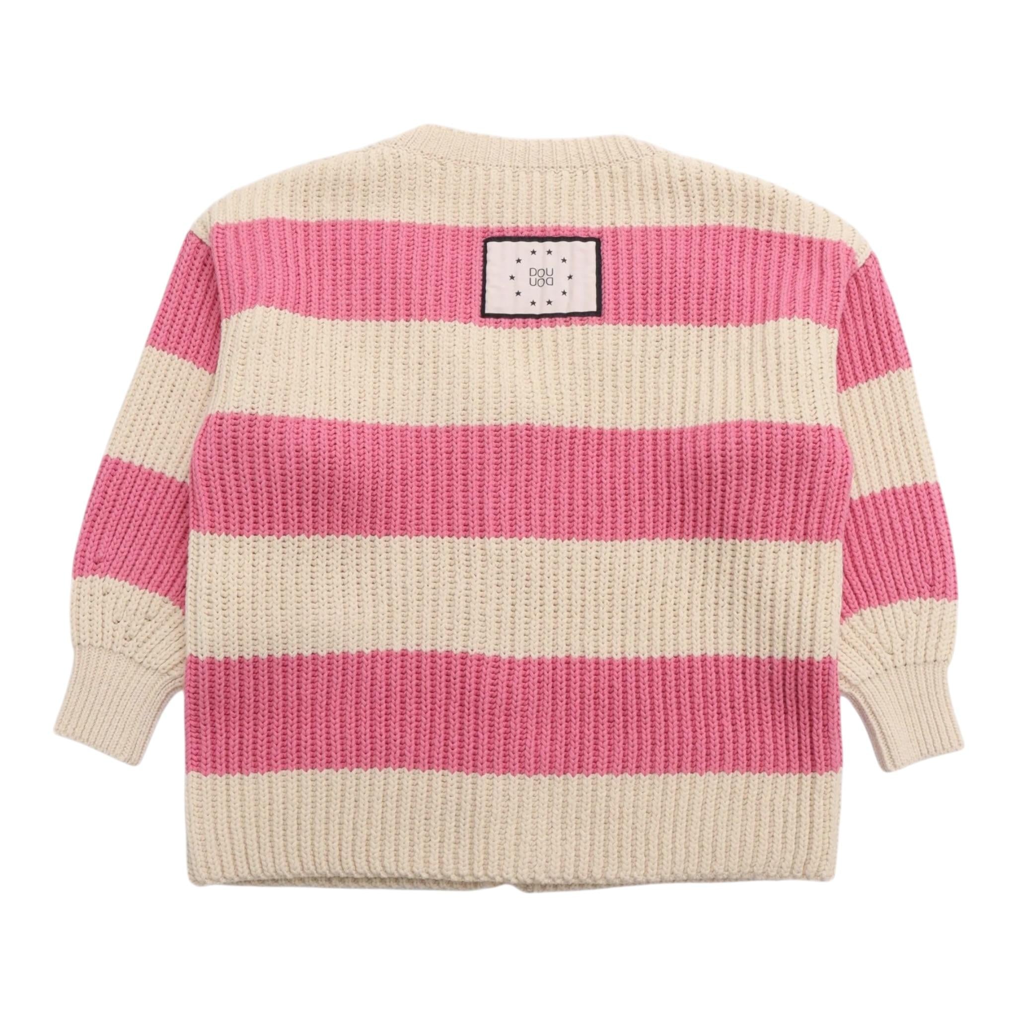 Dou Dou Cardigan Bicolore  per Bambina DW9A00 PANNA/ROSA DOU DOU 