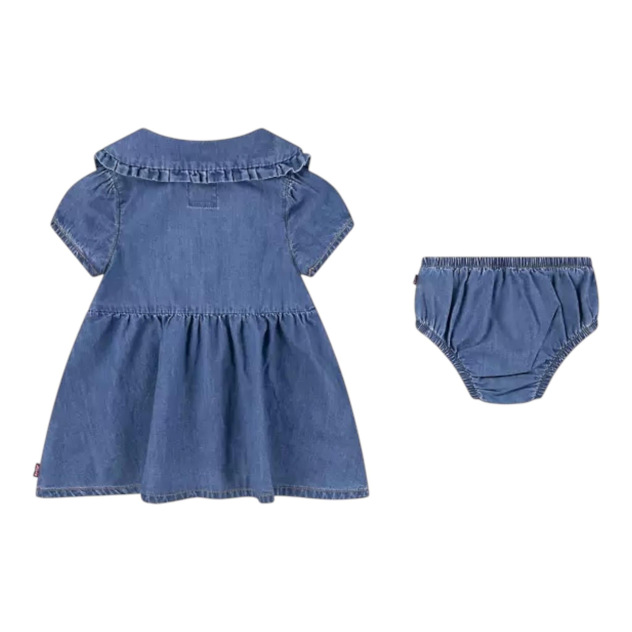 Levi'S Set Abito-Coulotte In Denim Tinta Unita per Neonata 1EM190 BLU LEVI'S 