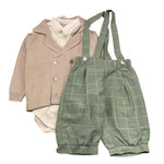 BARCELLINO completo 4 pezzi camicia-giacca-bermuda con bretelle-papillon Beige per Neonato 115913 BEIGE BARCELLINO 