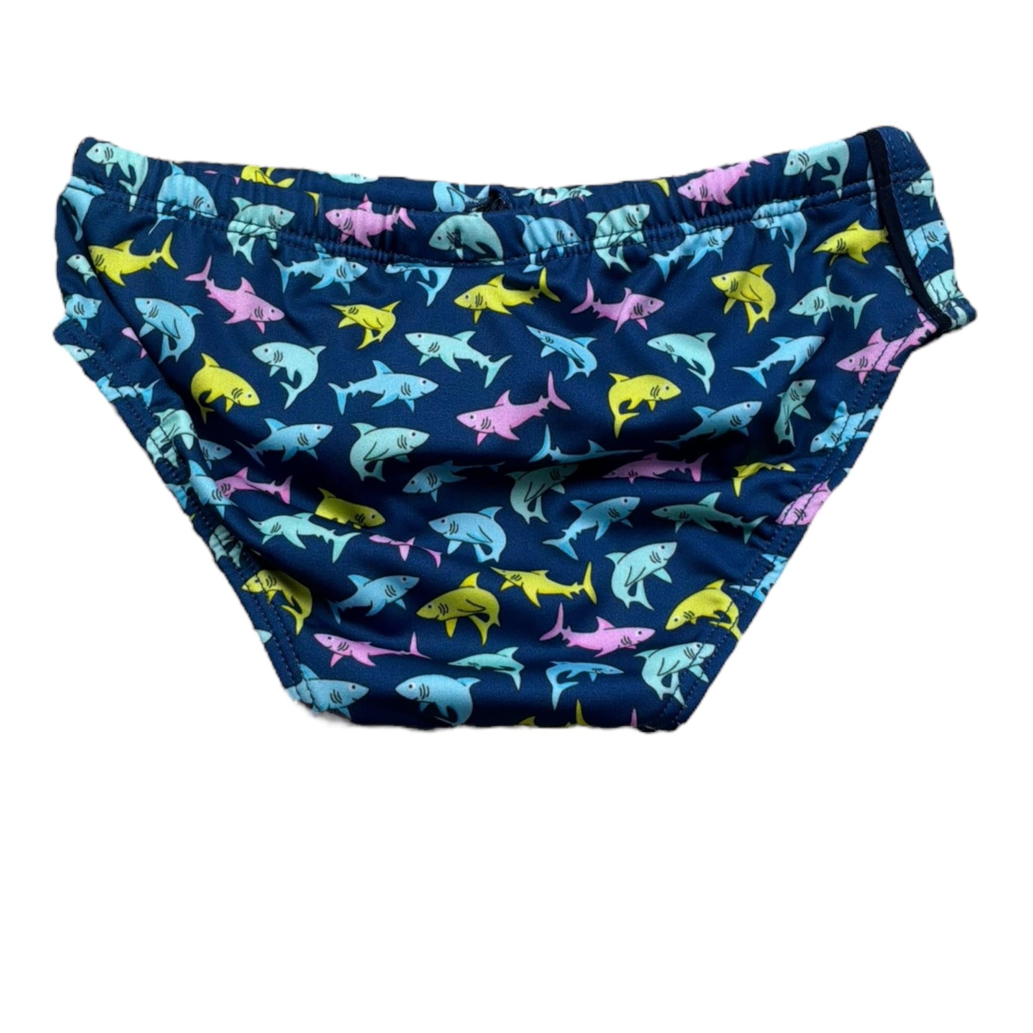 Saint Barth Costume Modello Slip Tinta Unita con Fantasia  per Neonato SHARK BLU SAINT BARTH 