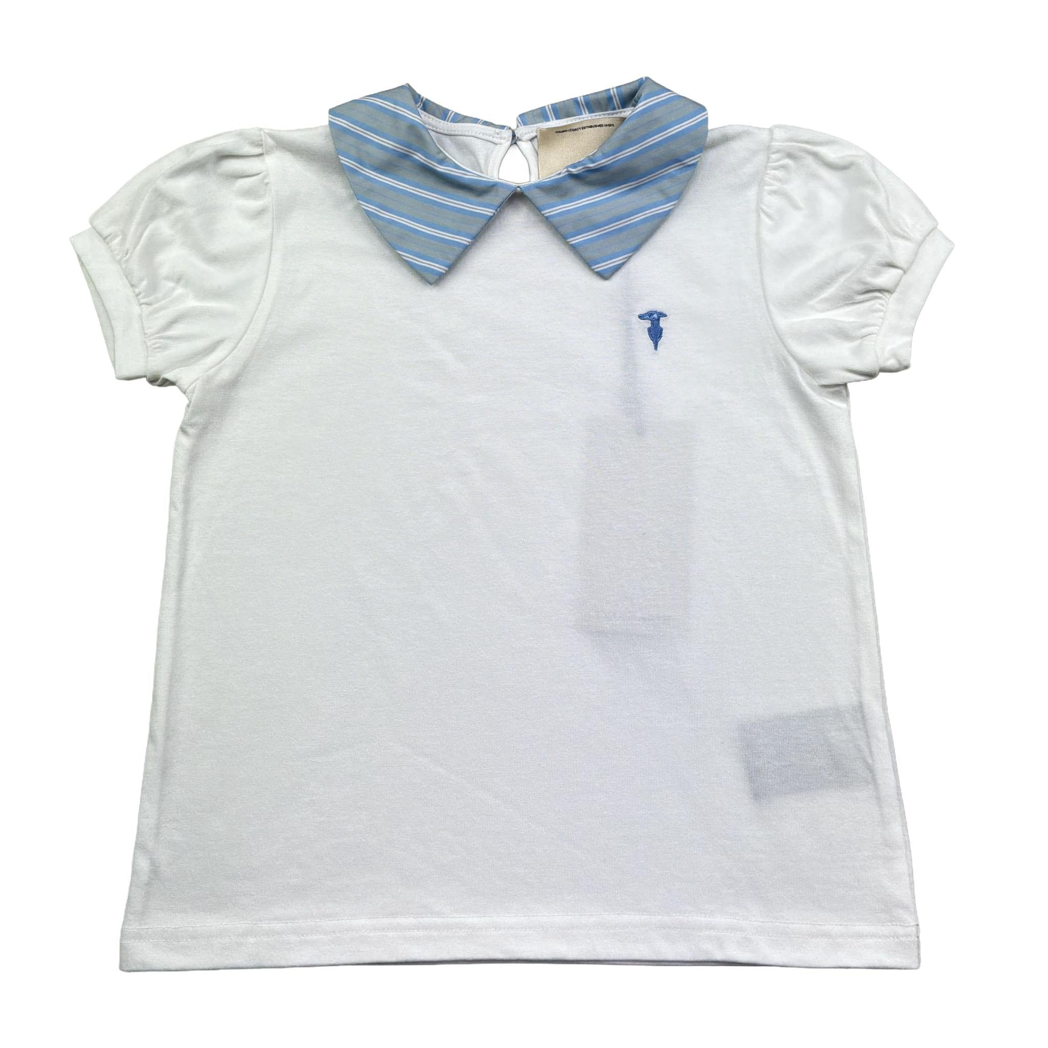 Trussardi T-Shirt Tinta Unita con Colletto In Contrasto per Bambina TGP26045TO BIANCO TRUSSARDI 